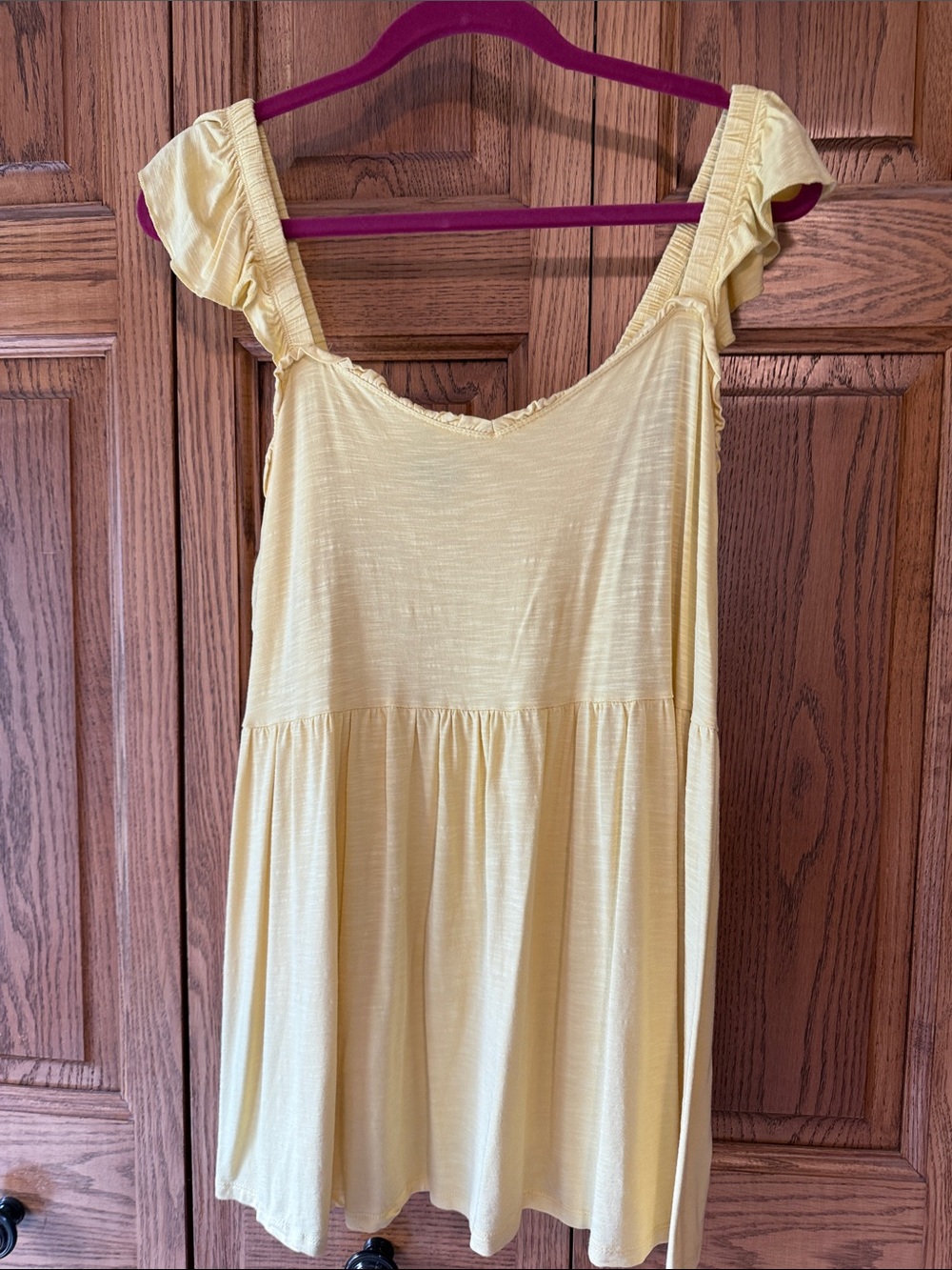 torrid Pale Yellow Ruffle Strap Babydoll Tank